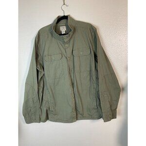 LL Bean Slightly Fitted Green Shacket Shirt Jacket Men XL Ripstop Military Light